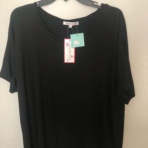 Joy Joy Black swoop neck tee
